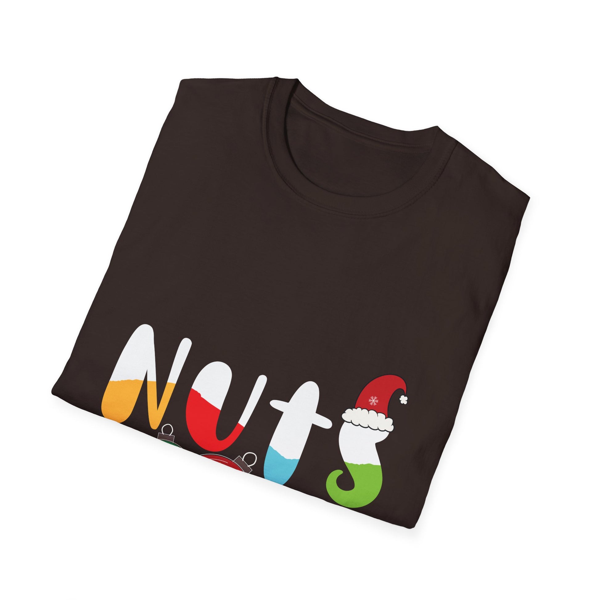 Christmas Nuts Graphic T-Shirt — Festive Holiday Ornaments & Santa Hat Tee