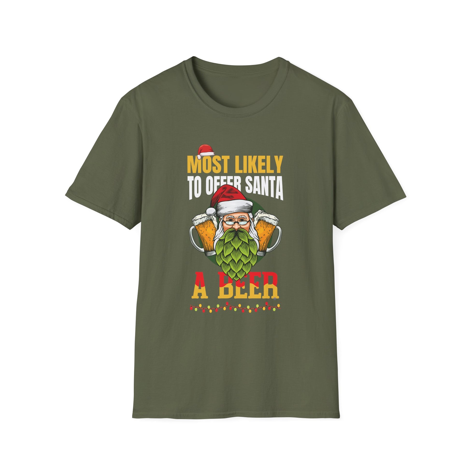 Most Likely To Offer Santa A Beer Funny Drinking Christmas T-Shirt