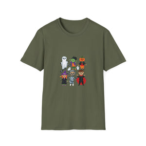 Kids Halloween Costume Characters T-Shirt — Cute Ghost, Witch, Vampire, Mummy & Pumpkin Design