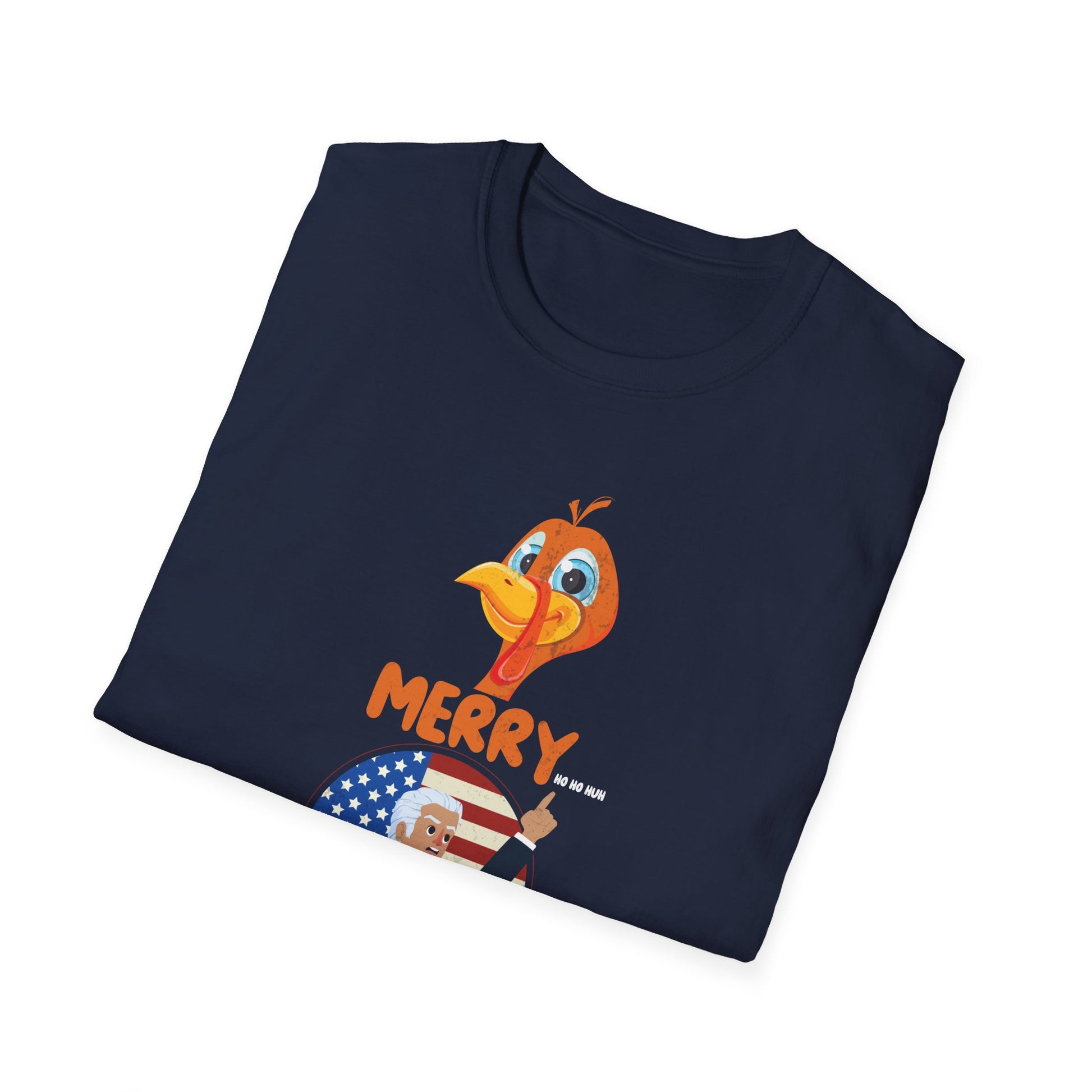 Thanksgiving Turkey T-Shirt — 'Merry Thanksgiving' Patriotic Turkey Graphic  Unisex T-Shirt