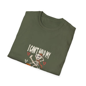 I Can't Hold My Liquor Halloween T-Shirt — Dancing Skeleton Pumpkin Party Tee