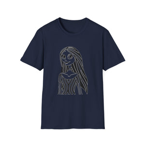 Gothic Line Art Girl T-Shirt