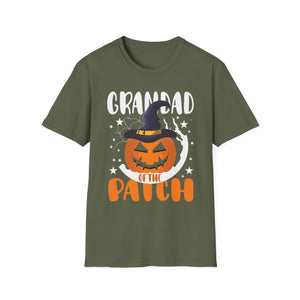 Grandad of the Patch Halloween T-Shirt — Pumpkin Witch Hat Grandpa Tee