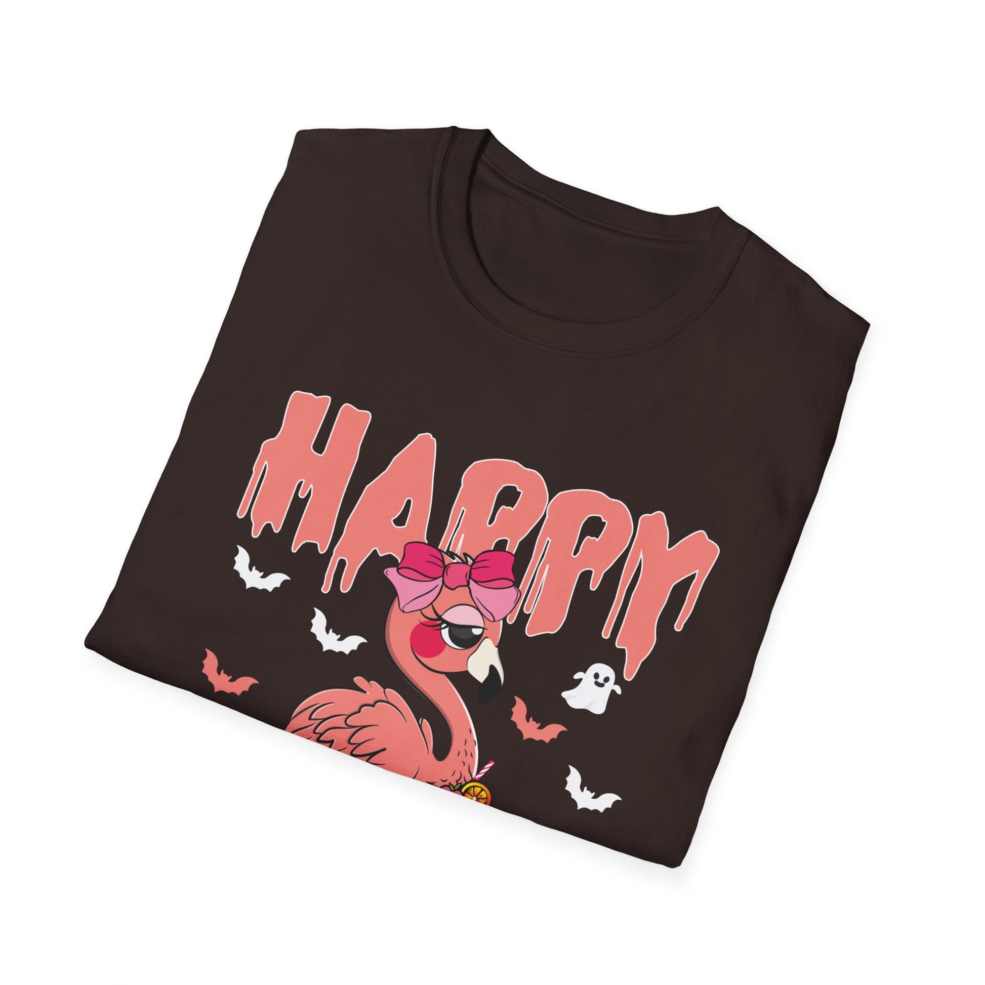 Happy Halloween - Flamingo Lover Witch Hat Pumpkin Halloween TeeUnisex Softstyle T-Shirt