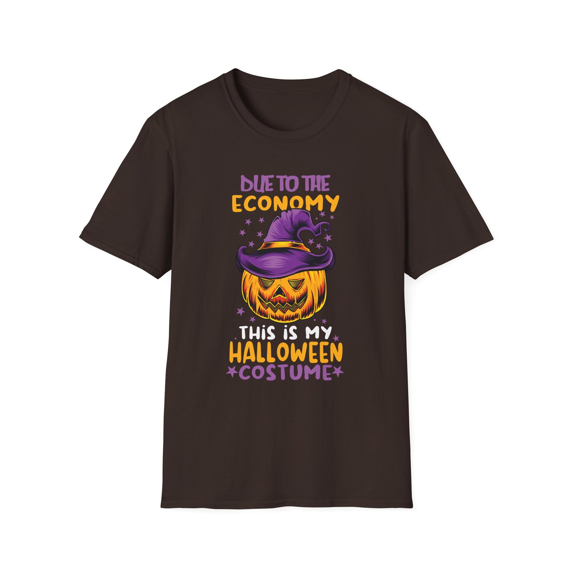 Halloween T-Shirt — “Due to the Economy This Is My Halloween Costume” Pumpkin Witch Tee