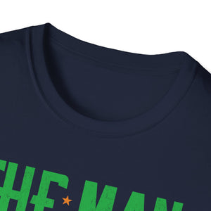 Mens The Man Behind The Pumpkin Dad Halloween Pregnancy Reveal  Unisex Softstyle T-Shirt