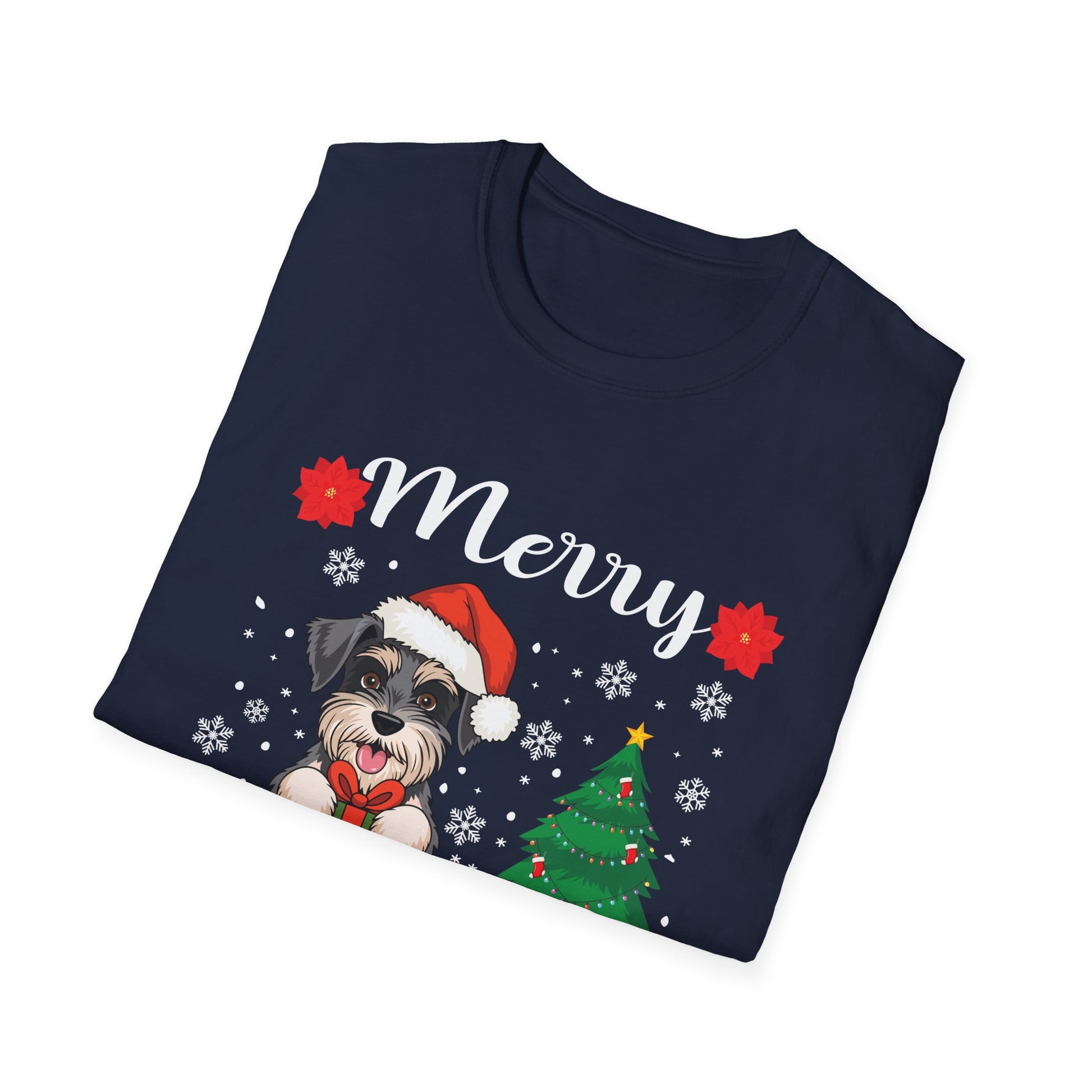 Miniature Schnauzer Merry Woofmas Christmas Dog Gift Unisex Softstyle T-Shirt