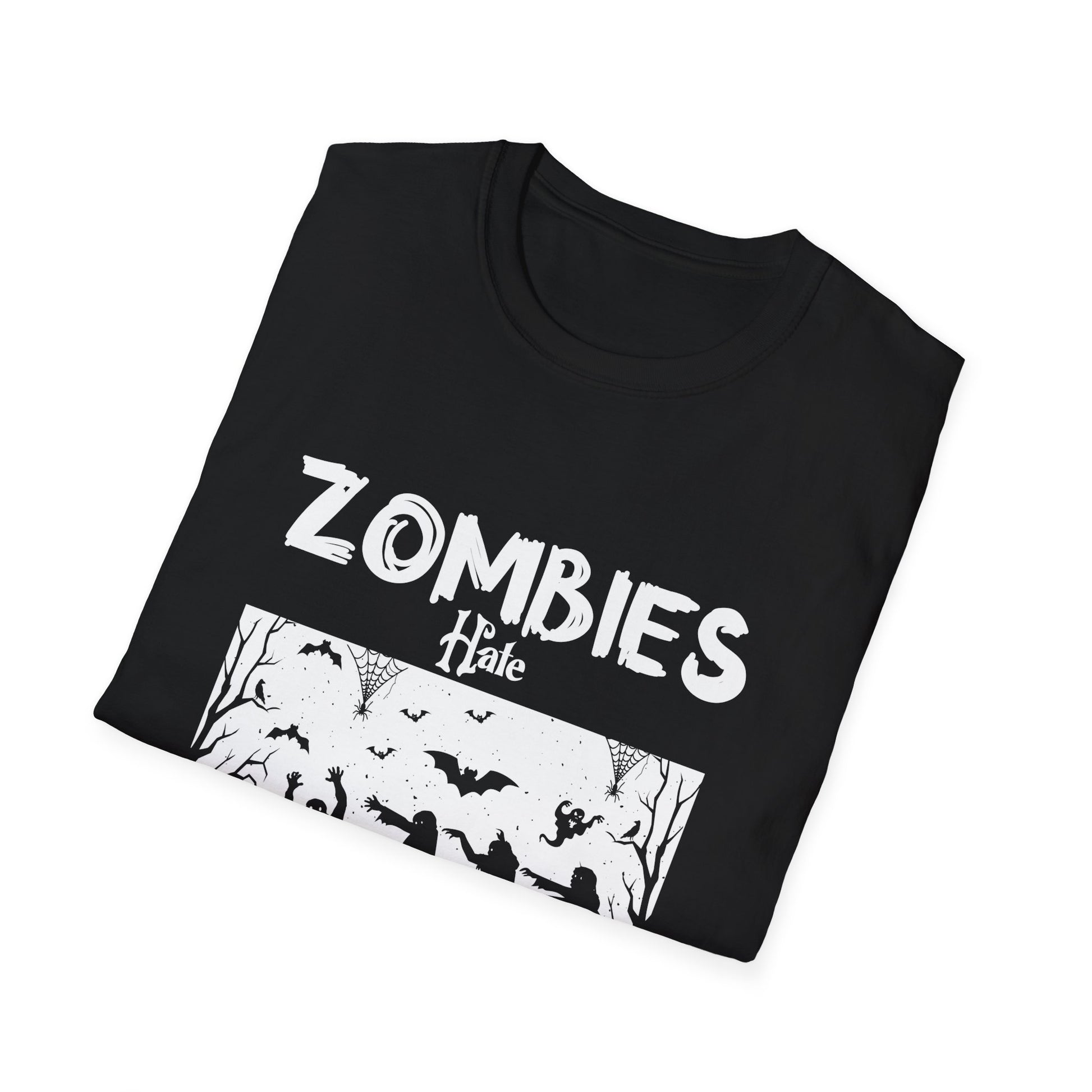 Zombies hate fast food Halloween Fan Funny Halloween T-Shirt-productor-mockup