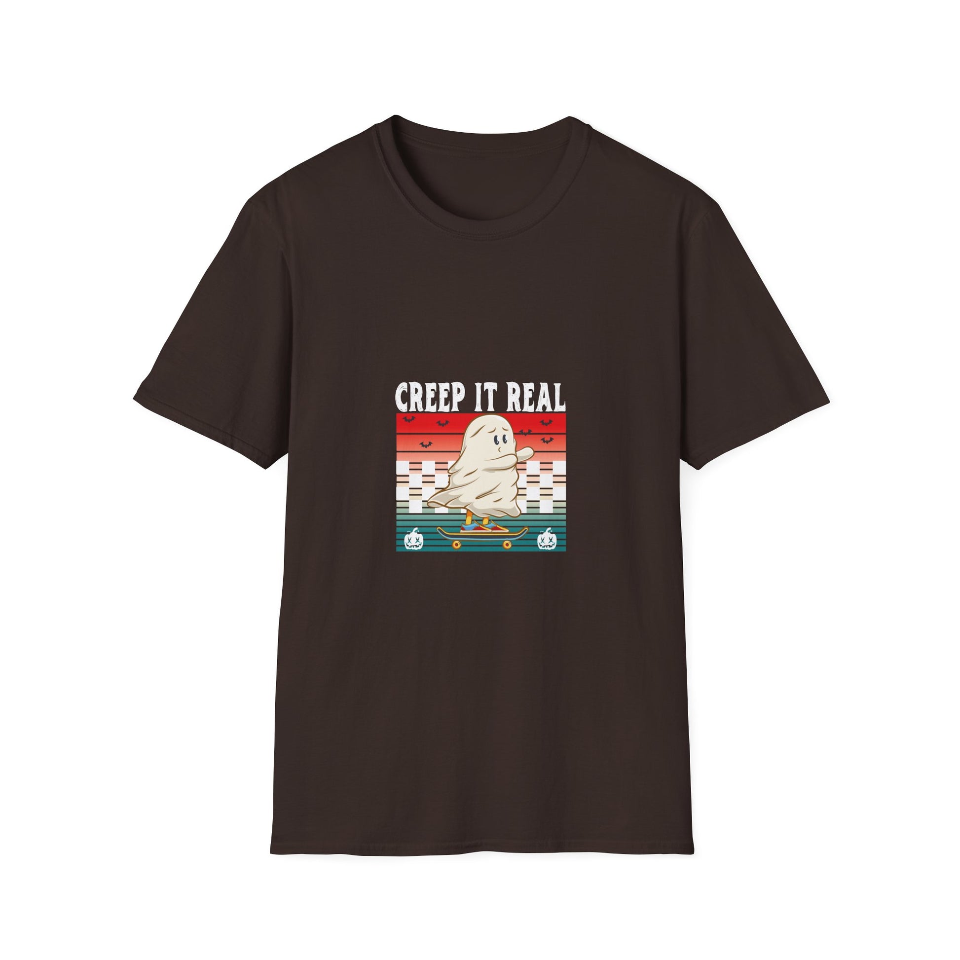 Creep It Real Skateboard Ghost T-Shirt — Funny Halloween Skate Ghost Tee
