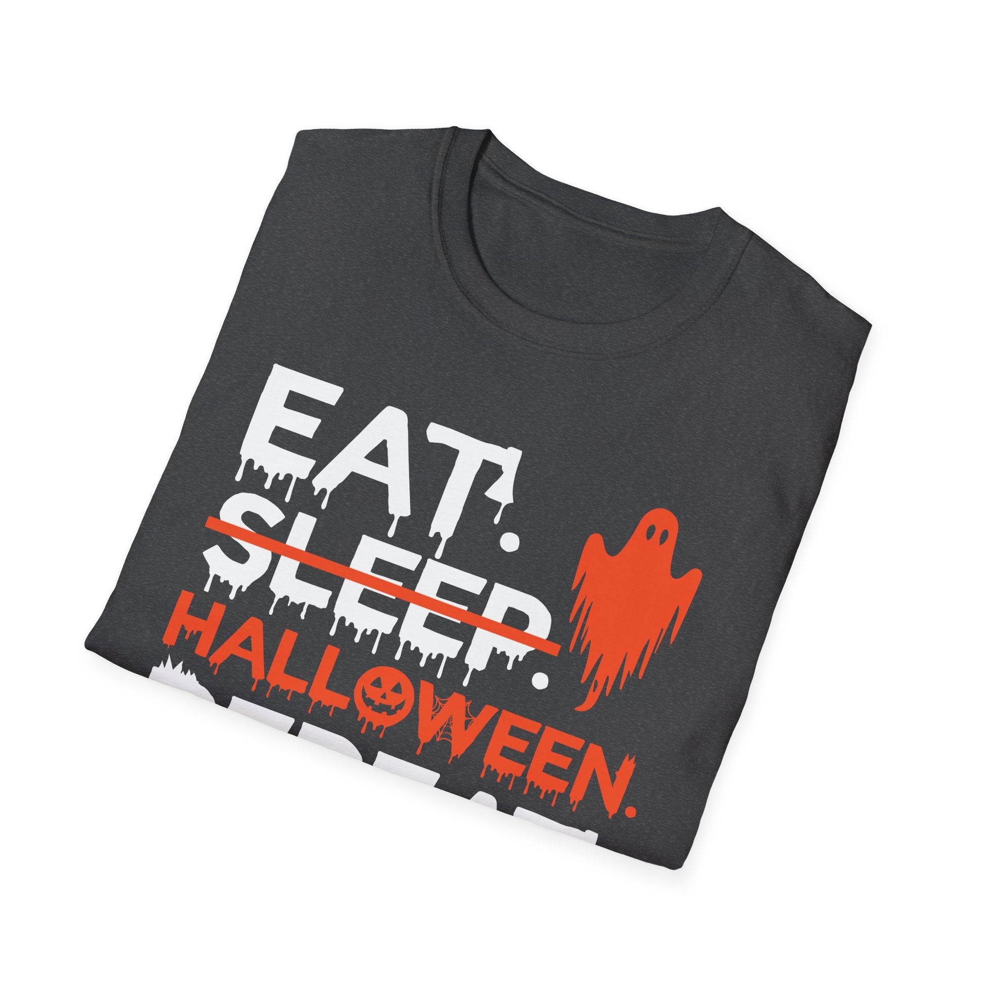Halloween T-Shirt - "Eat. Sleep. Halloween. Repeat." Ghost Graphic Tee