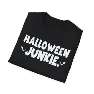 Halloween Junkie T-Shirt — Funny Halloween Tee with Bats