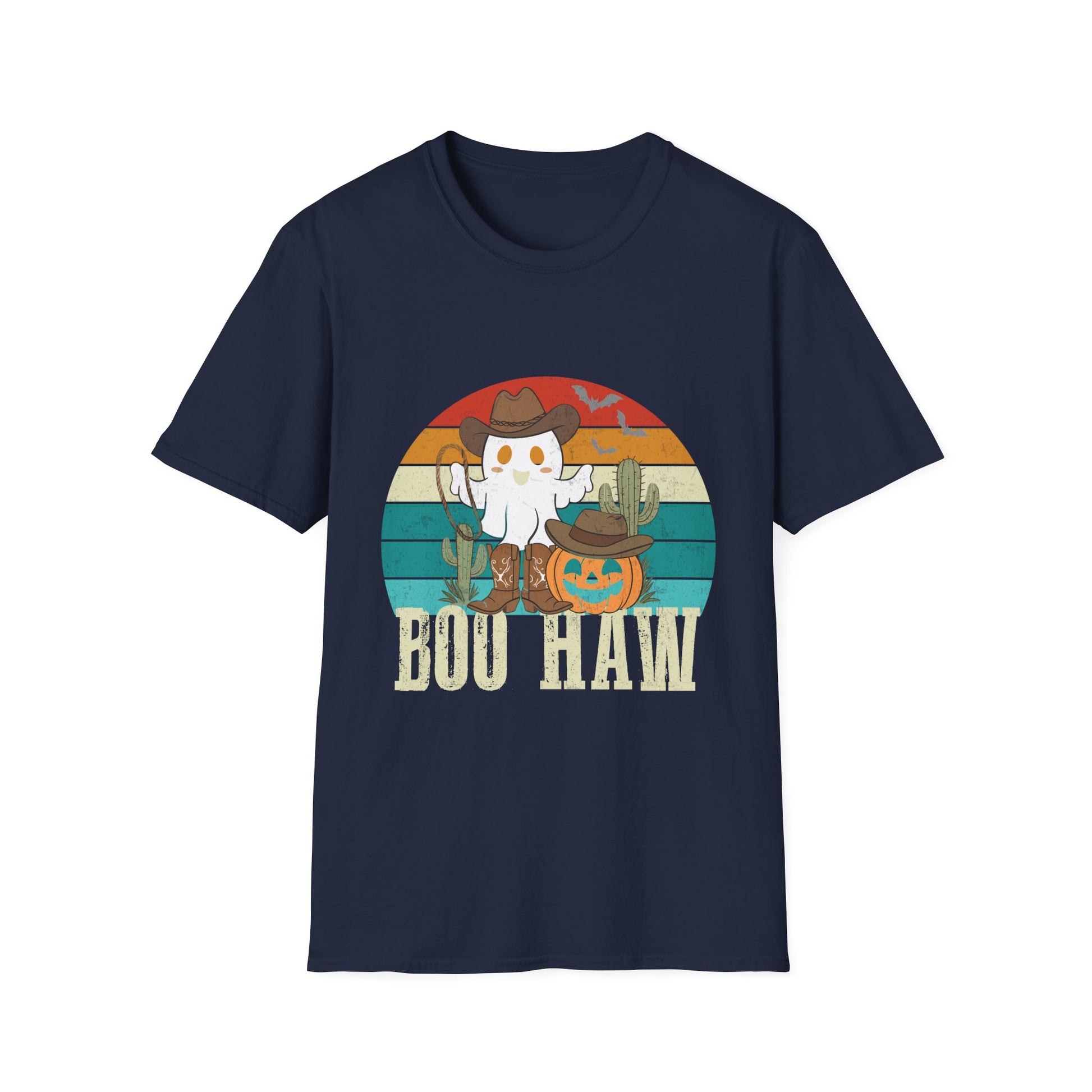 Boo Haw T-Shirt – Halloween Cowboy Ghost & Pumpkin Vintage Tee