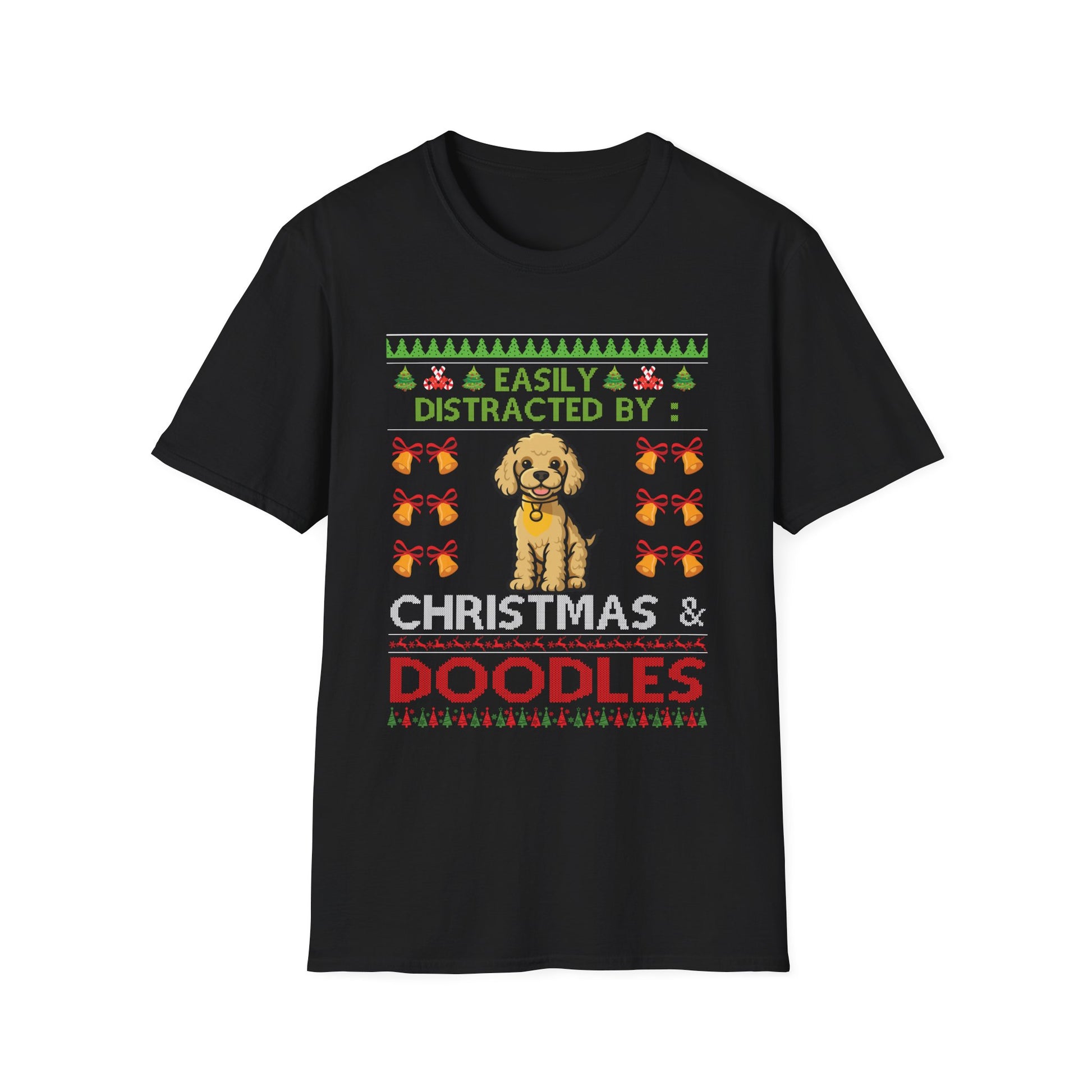 Christmas Doodles T‑Shirt — "Easily Distracted by Christmas & Doodles" Holiday Tee