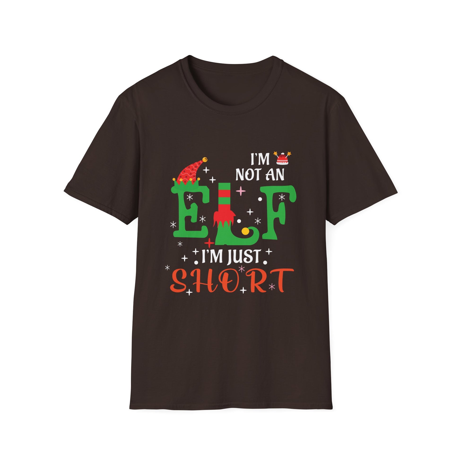 Elf Short Funny Christmas T-Shirt – "I'm Not an Elf I'm Just Short" Holiday Tee