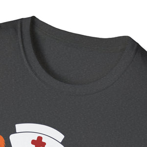 Peds Nursing Thanksgiving Crew T-Shirt – Cute Nurse Hat & Fall Leaves Design