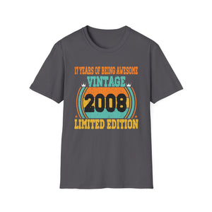 17 Year Old Gifts Vintage 2008 Limited Edition 17th Birthday Unisex T-Shirt
