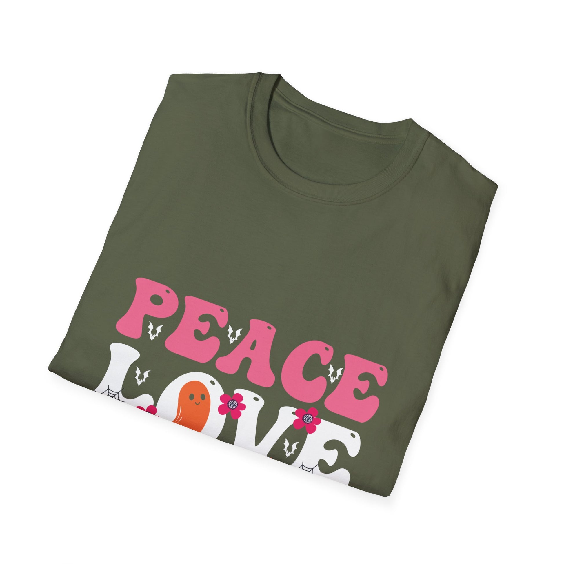 Peace Love Halloween Groovy Halloween Women Girls Kids TeeUnisex Softstyle T-Shirt