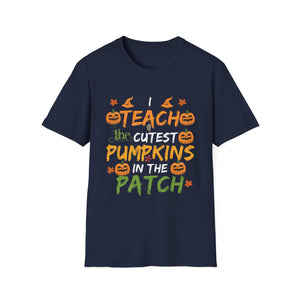 Teacher Halloween T-Shirt – “I Teach the Cutest Pumpkins in the Patch” Fall Tee