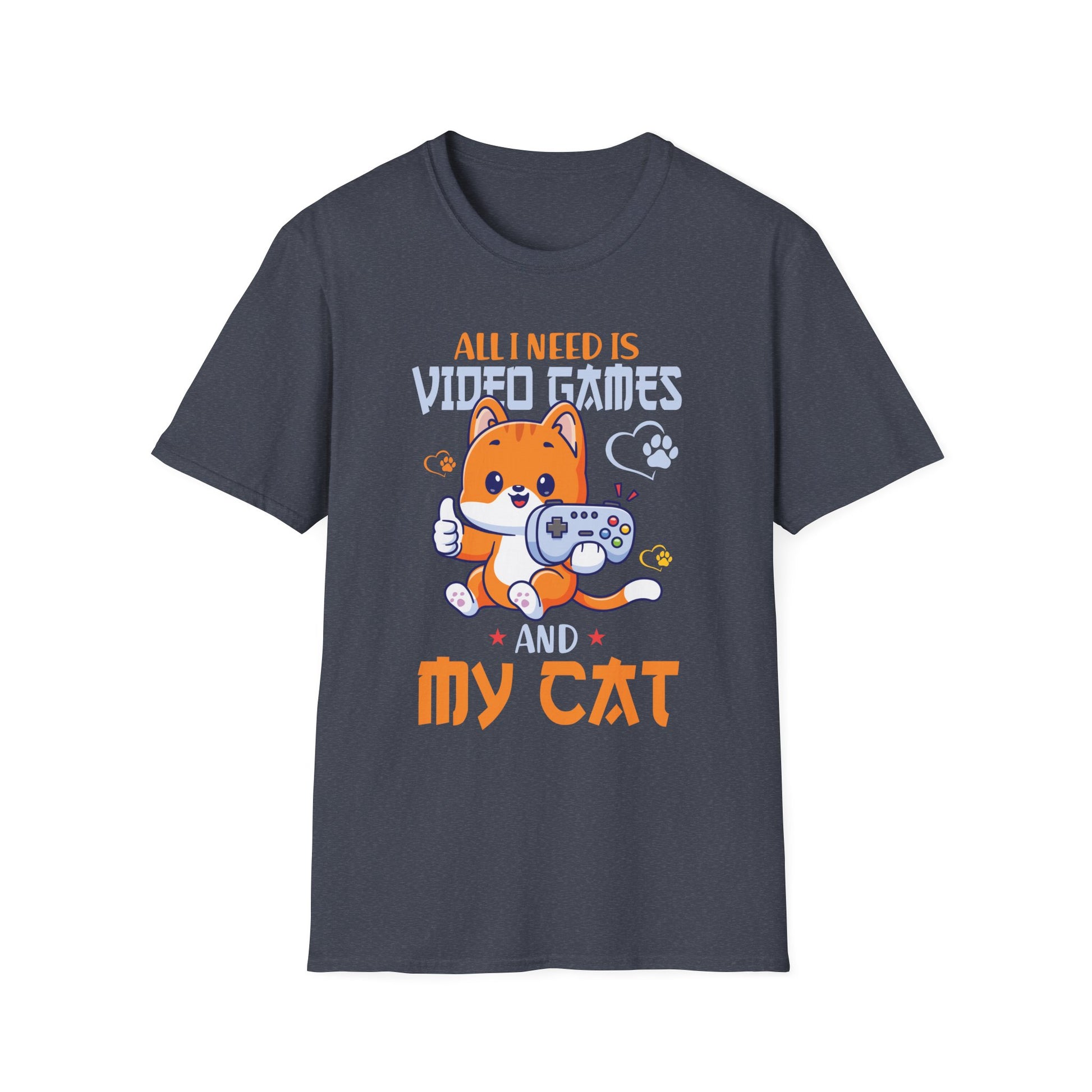Funny All I Need Is Video Games And My Cat Gamer Gaming Unisex T-Shirt