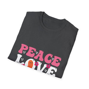 Peace Love Halloween Groovy Halloween Women Girls Kids TeeUnisex Softstyle T-Shirt
