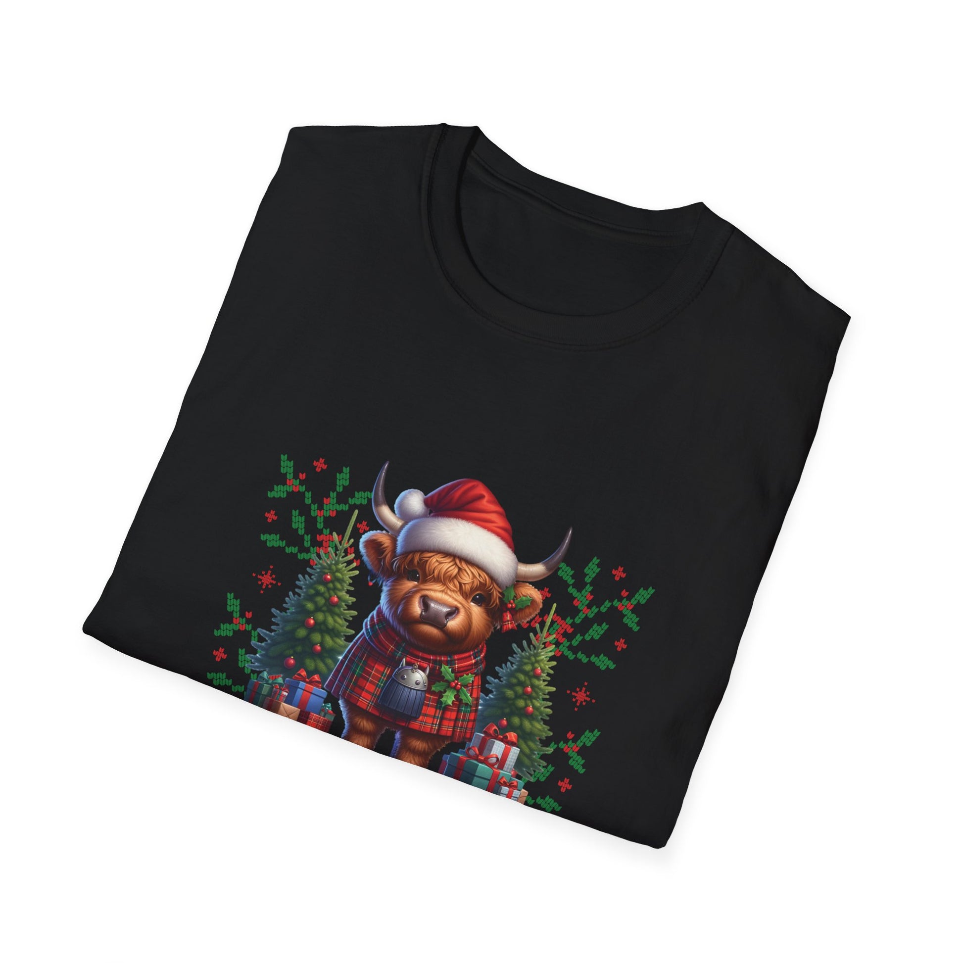 Mooey Christmas Heifer Cow Reindeer Christmas Lights Unisex Softstyle T-Shirt