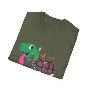 Holiday Lights Turtle T-Shirt — Cute Cartoon Turtle with Christmas String Lights