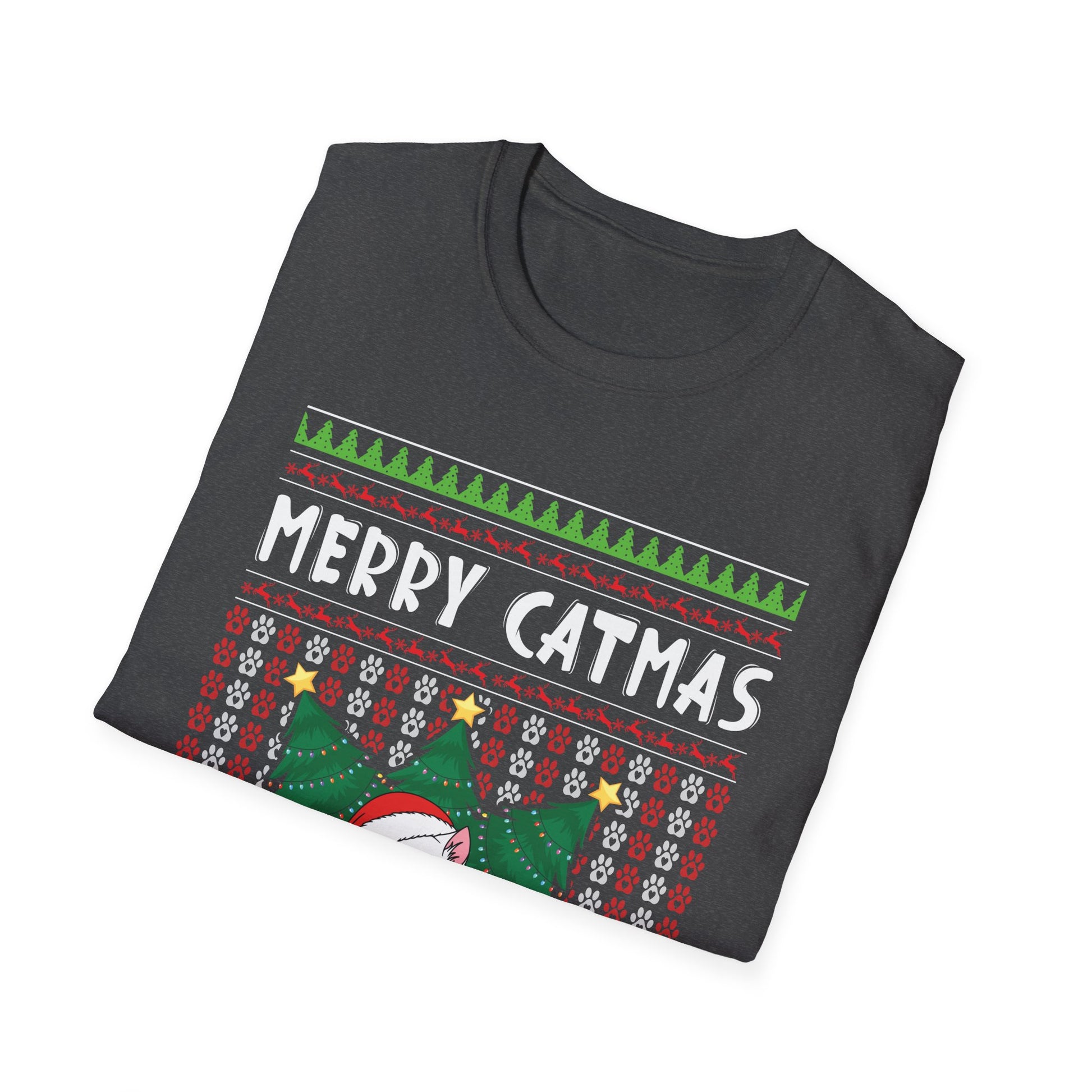 Merry Catmas T-Shirt — Cute Christmas Cat Ugly Sweater Tee