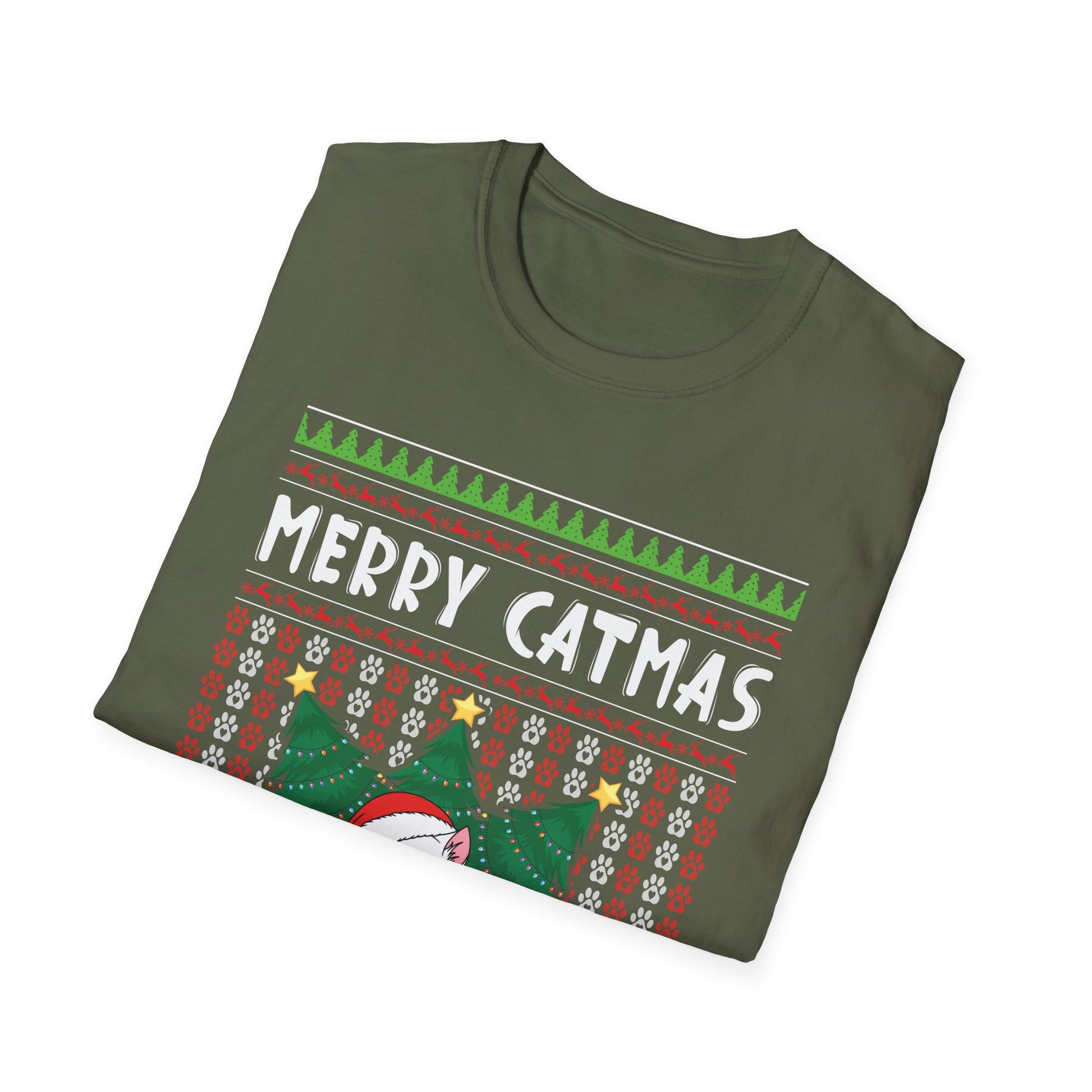Merry Catmas T-Shirt — Cute Christmas Cat Ugly Sweater Tee