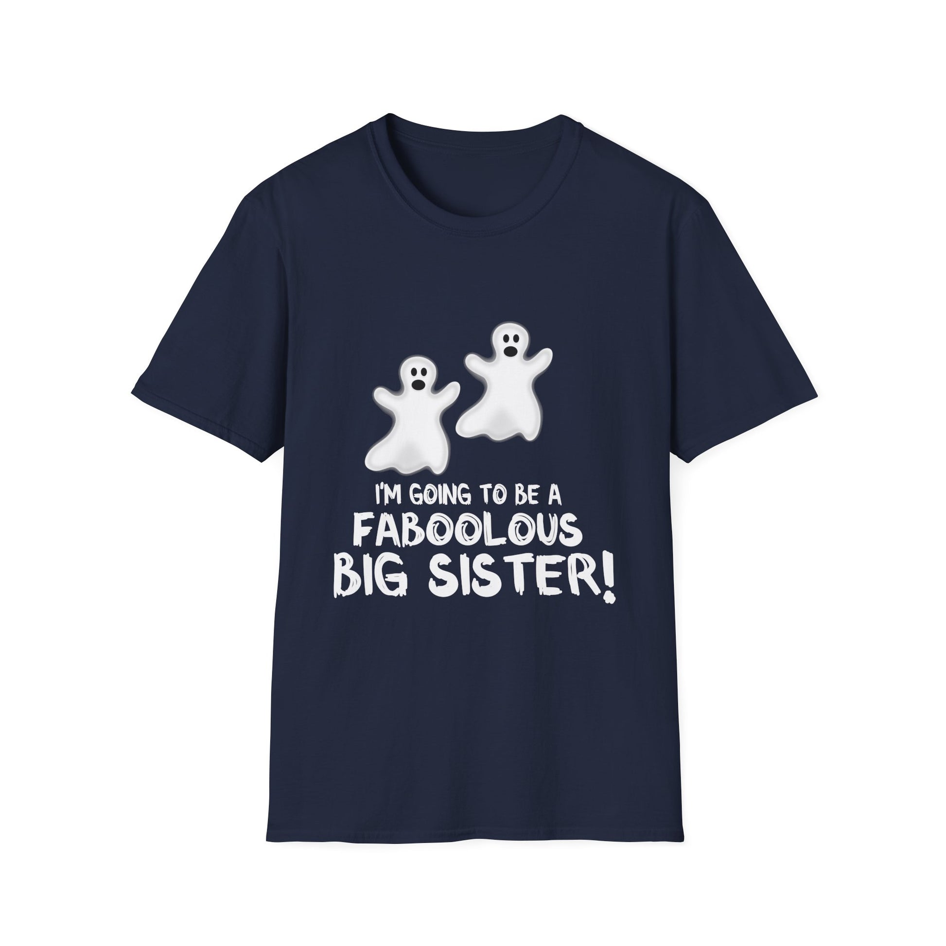 Big Sister Halloween T-Shirt - "I'm Going to be a Faboolous Big Sister!" Ghost Pregnancy Announcement Tee