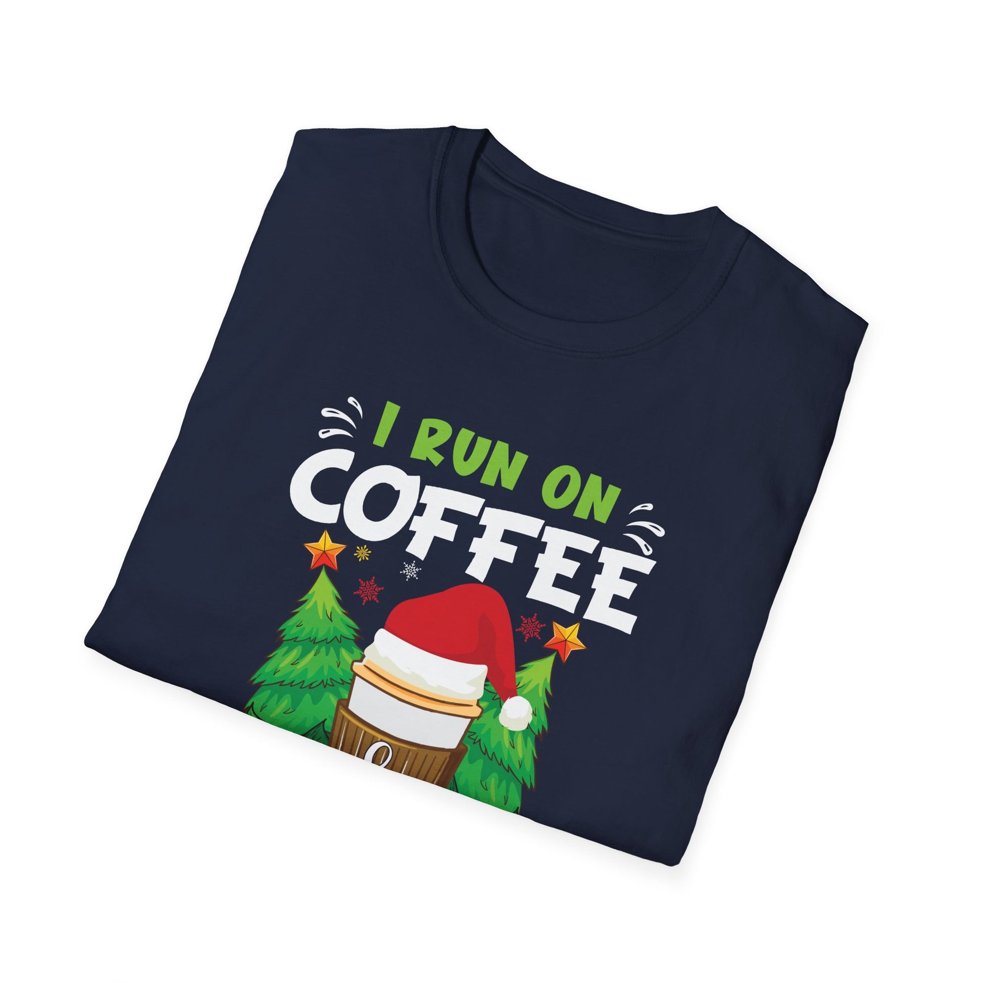 Christmas Coffee T-Shirt — "I Run On Coffee & Christmas Cheer" Holiday Tee
