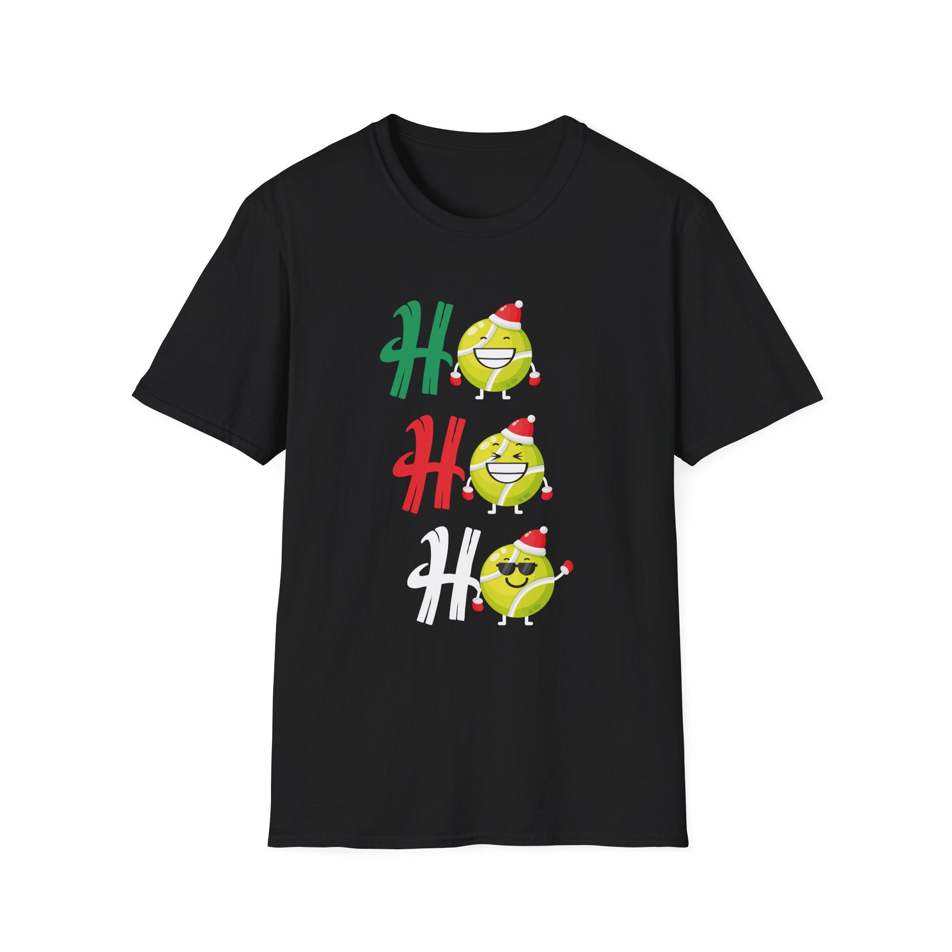 Christmas Tennis 'Ho Ho Ho' T-Shirt — Festive Tennis Ball Holiday Tee