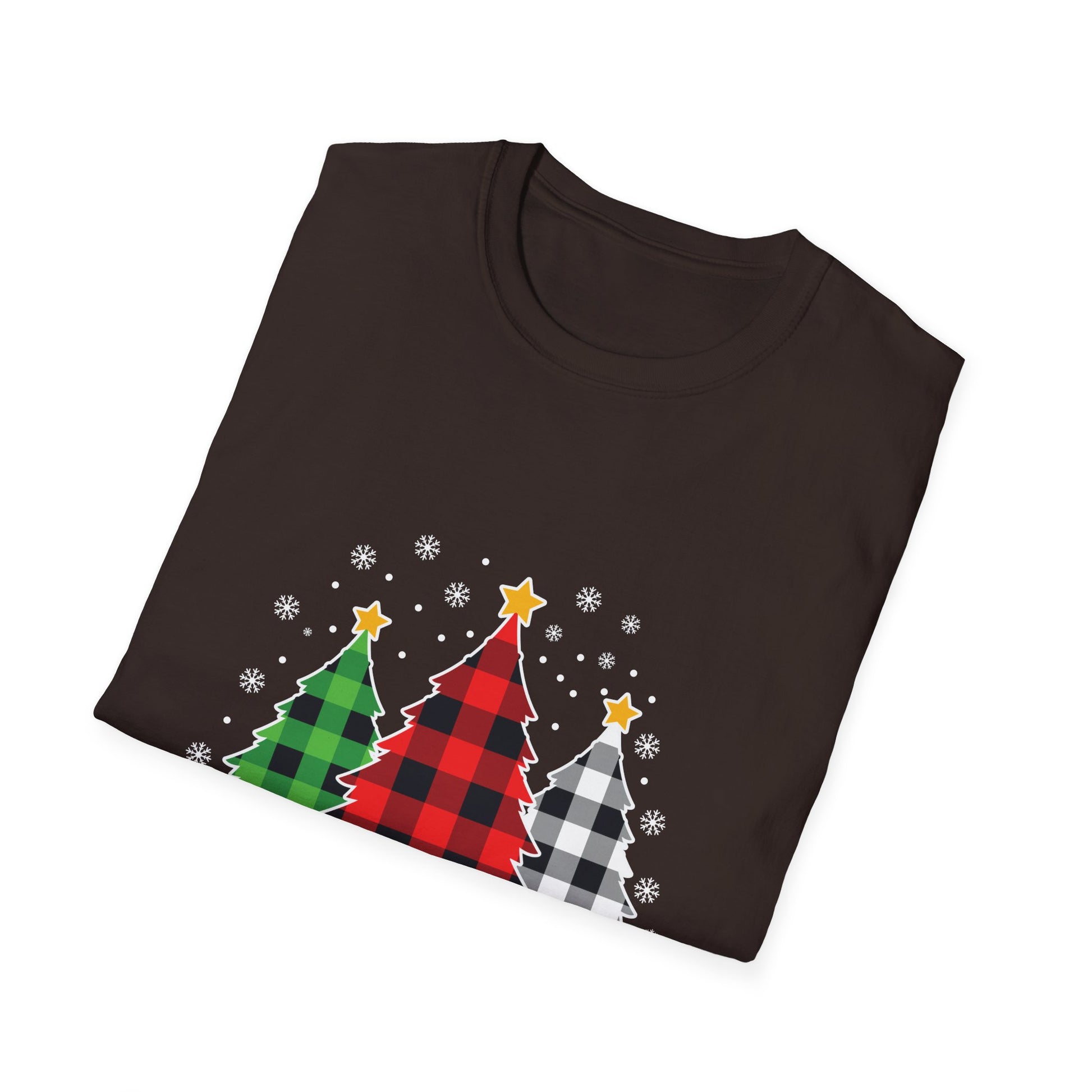Christmas Plaid Tree T-Shirt — "Merry Christmas" Holiday Tee