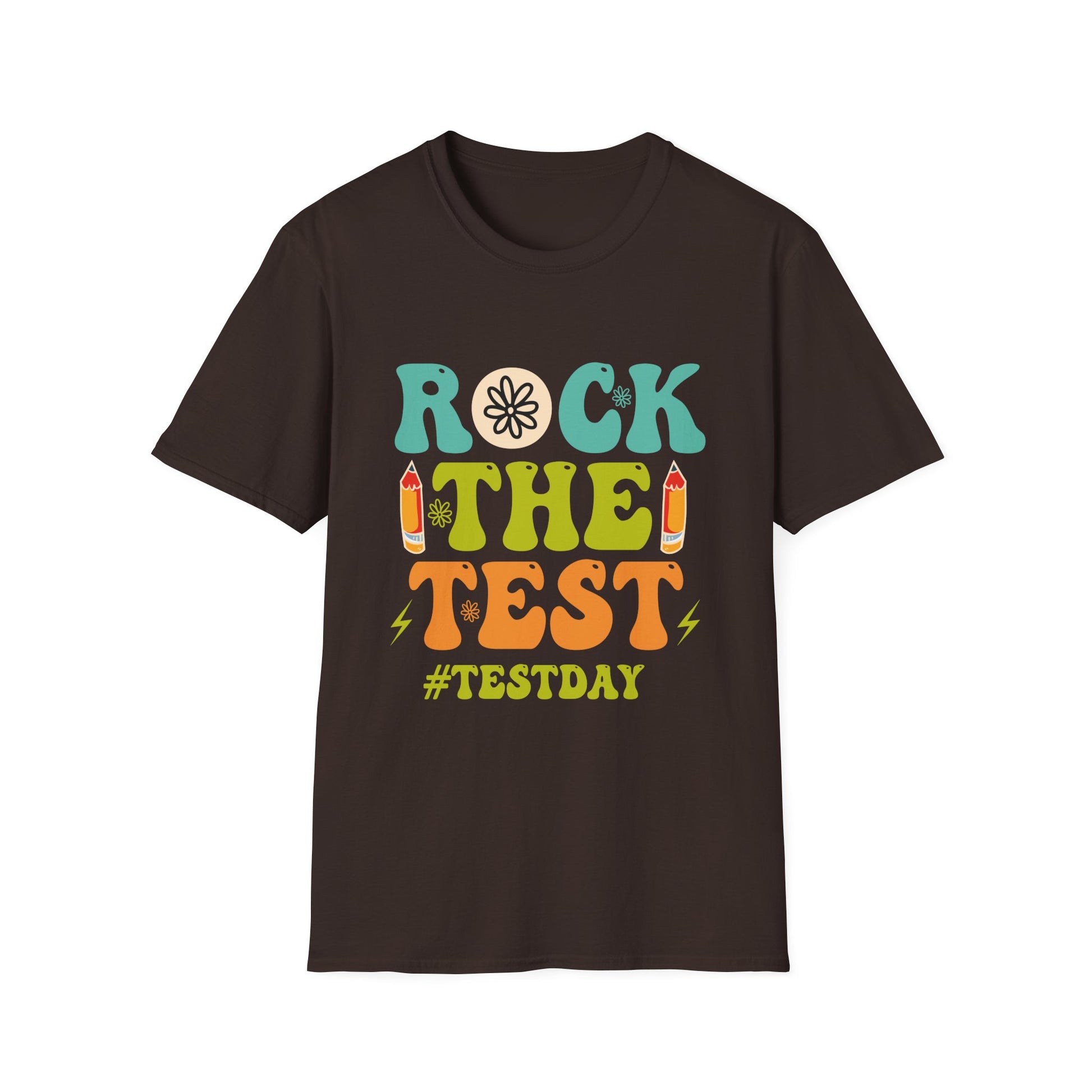 T-Shirt — "Rock the Test #TestDay" Retro Pencil Study Shirt