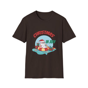 Christmas in July T-Shirt — Santa on Float Beach Summer Holiday Tee