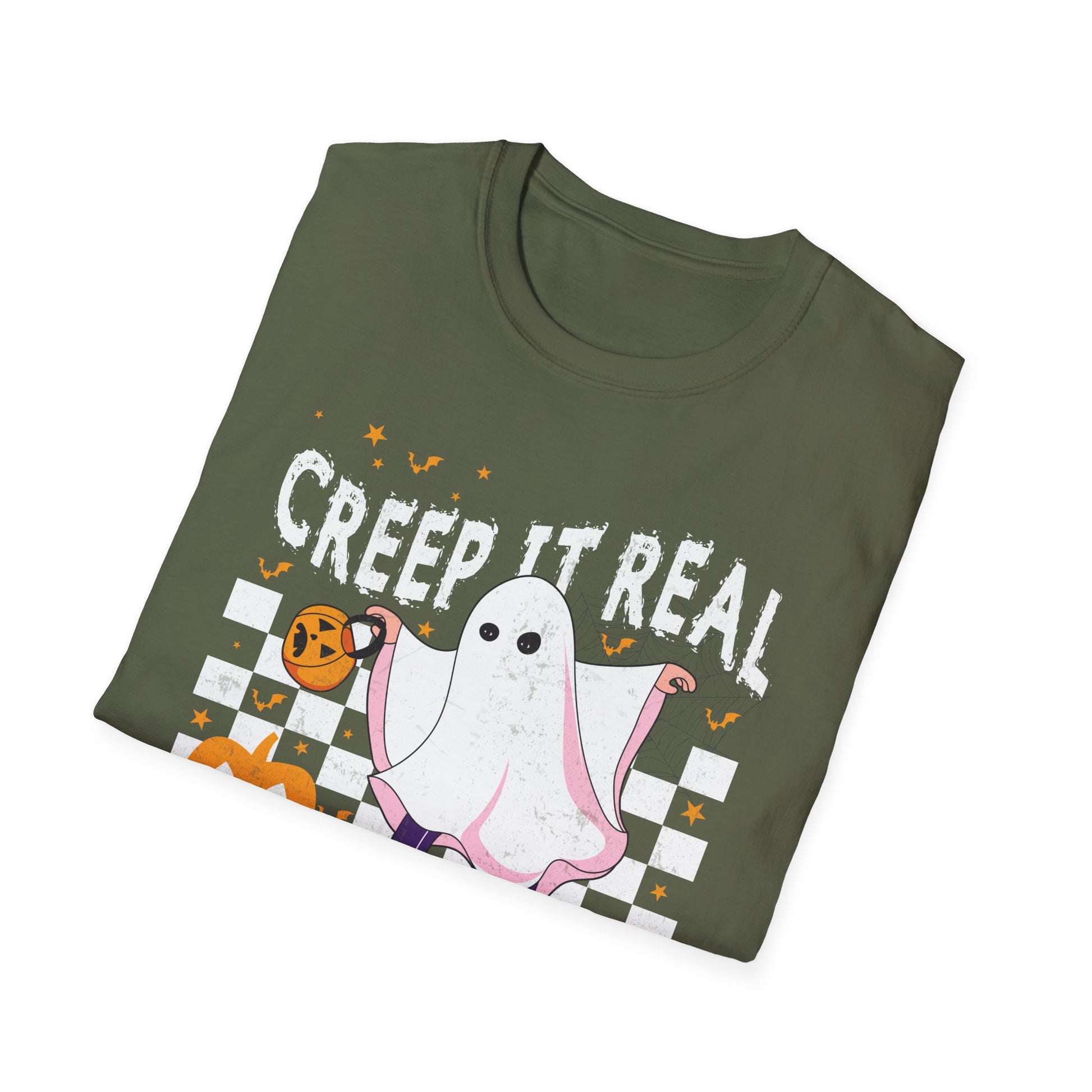 Creep It Real Vintage Ghost Halloween Tee Unisex Softstyle T-Shirt