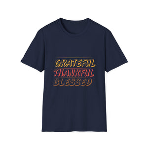 Grateful Thankful Blessed T-Shirt — Retro Fall Thanksgiving Tee  Unisex T-Shirt
