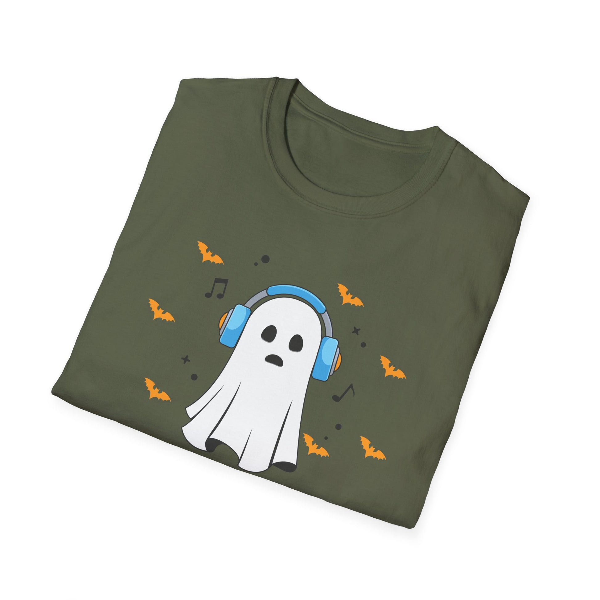 Ghost Producer T-Shirt — Cute Ghost with Headphones Halloween Music Tee