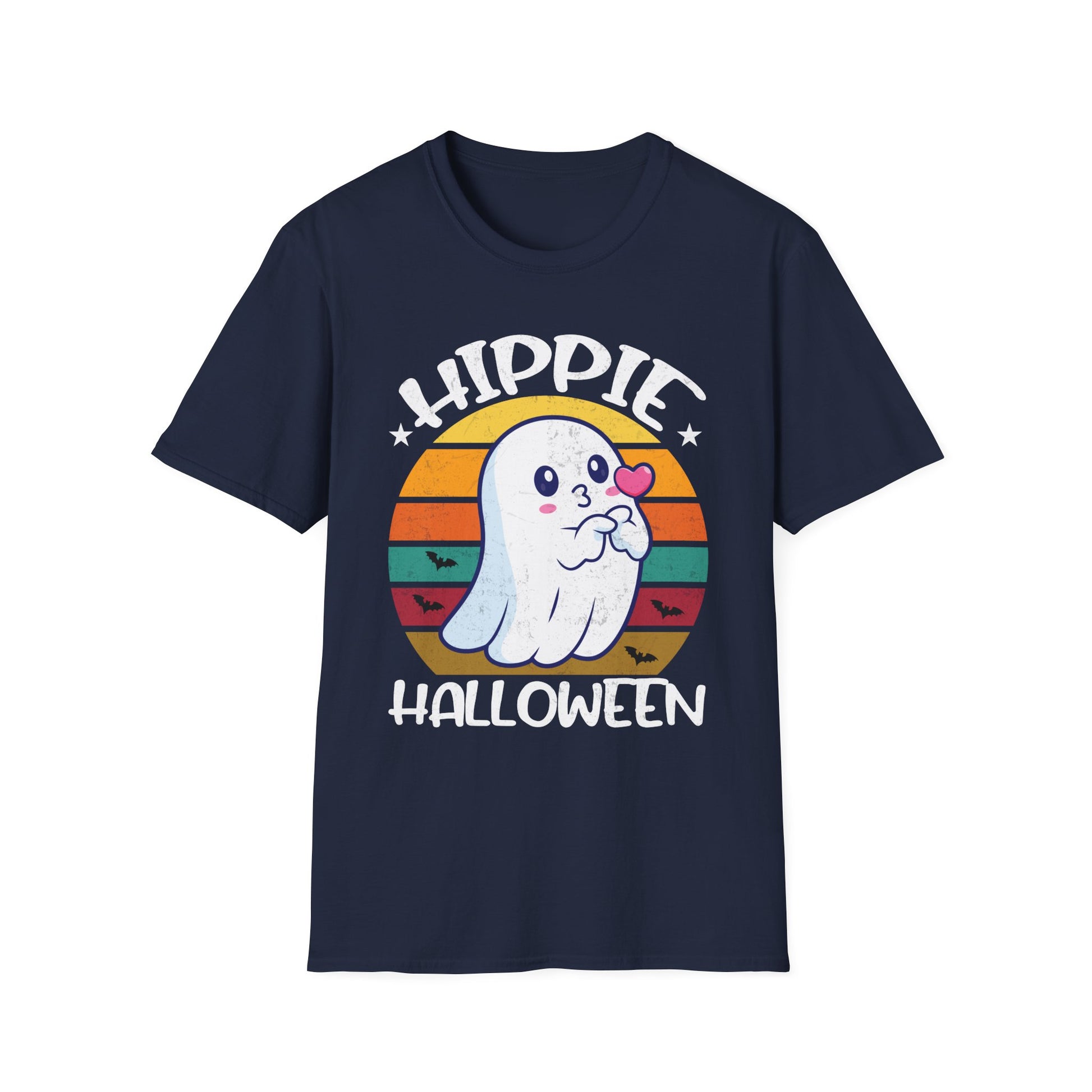 Hippie Halloween T-Shirt – Cute Ghost Retro Sunset Graphic