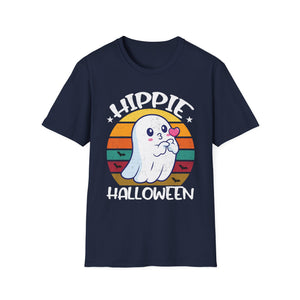 Hippie Halloween T-Shirt – Cute Ghost Retro Sunset Graphic
