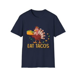 Thanksgiving Turkey 'Eat Tacos' T-Shirt — Funny Holiday Food Graphic Tee  Unisex T-Shirt