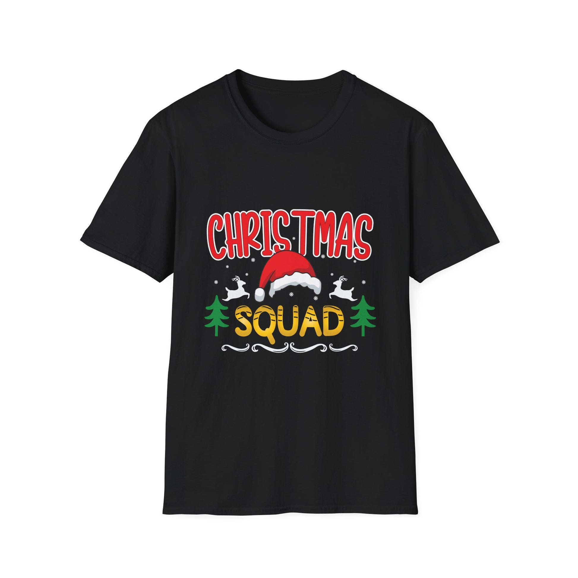 Christmas Squad T-Shirt — Festive Holiday Tee with Santa Hat Design