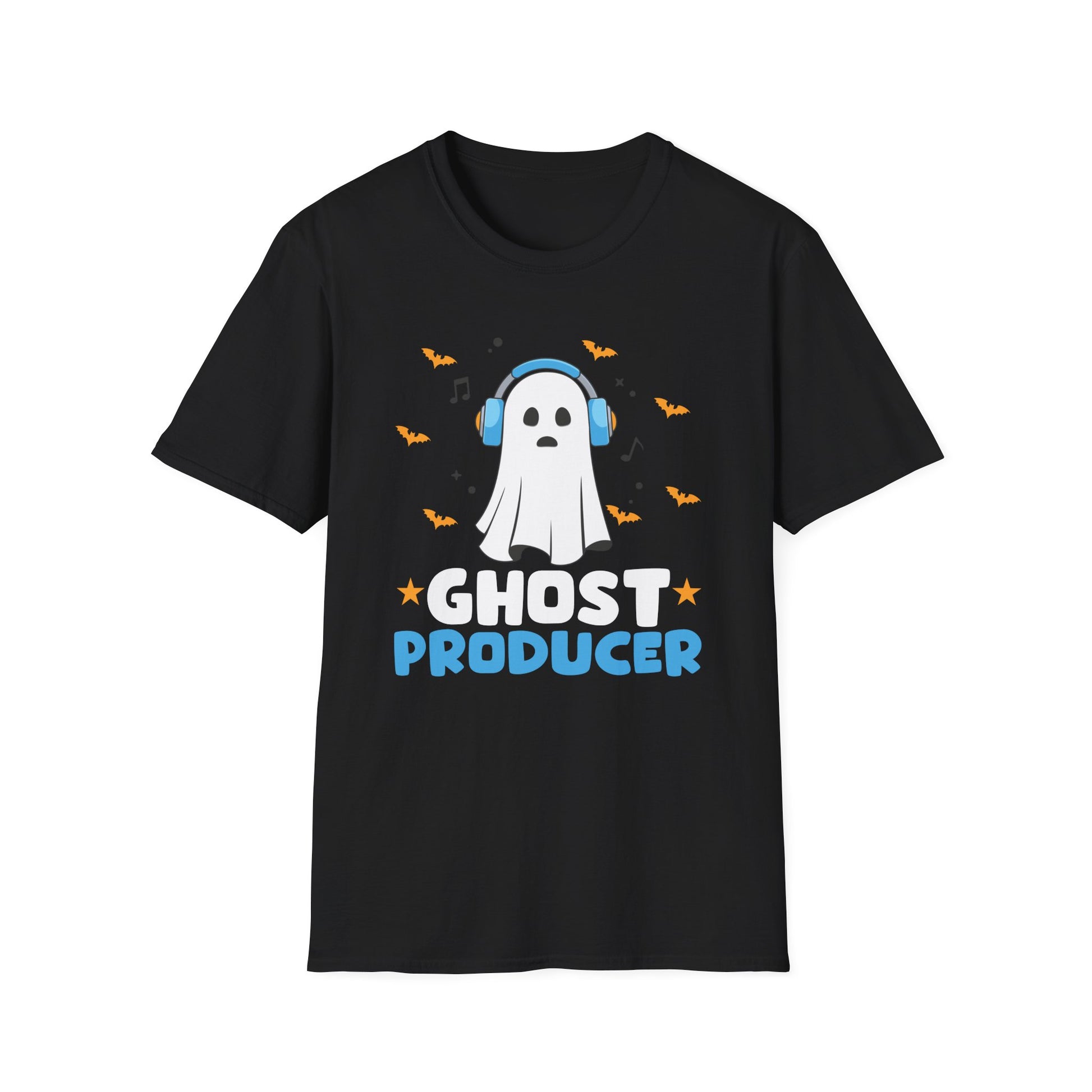 Ghost Producer T-Shirt — Cute Ghost with Headphones Halloween Music Tee