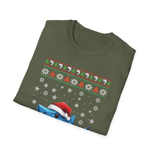 Shark Christmas Santa Hat Ugly Christmas Sweater Unisex Softstyle T-Shirt