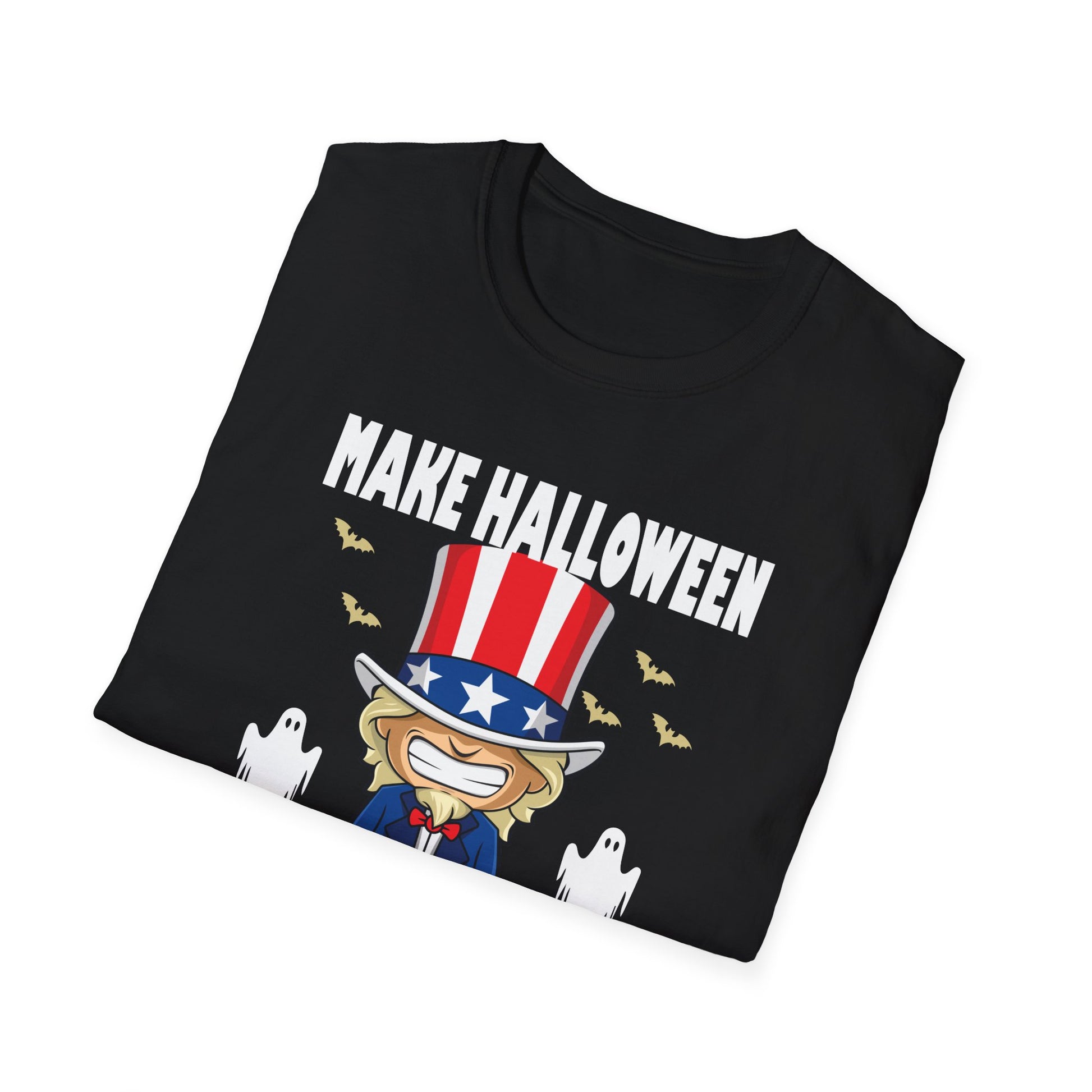 Make Halloween Scary Again T-Shirt — Patriotic Uncle Sam Cat Halloween Tee