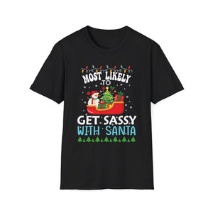 Most Likely To Nap On Christmas Family Christmas Pajamas Unisex Softstyle T-Shirt