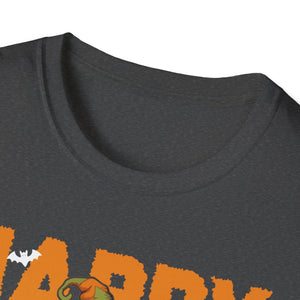 Gnomes Halloween Greeting Holiday Pumpkin Creepy Halloween Tee Unisex Softstyle T-Shirt