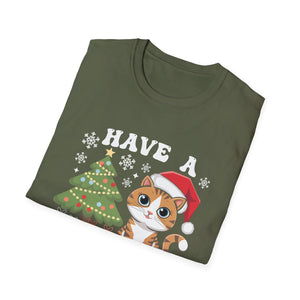 Mewy Christmas_ Cute Cat Christmas Unisex Softstyle T-Shirt