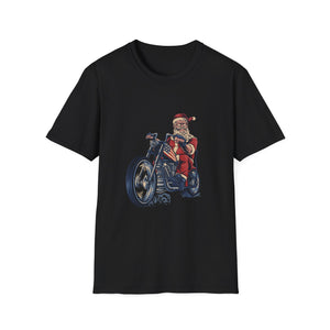 Santa Motorcycle T-Shirt — Biker Santa Christmas Tee