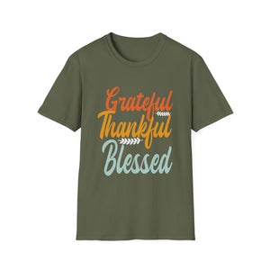 Grateful Thankful Blessed T-Shirt — Thanksgiving Fall Holiday Tee