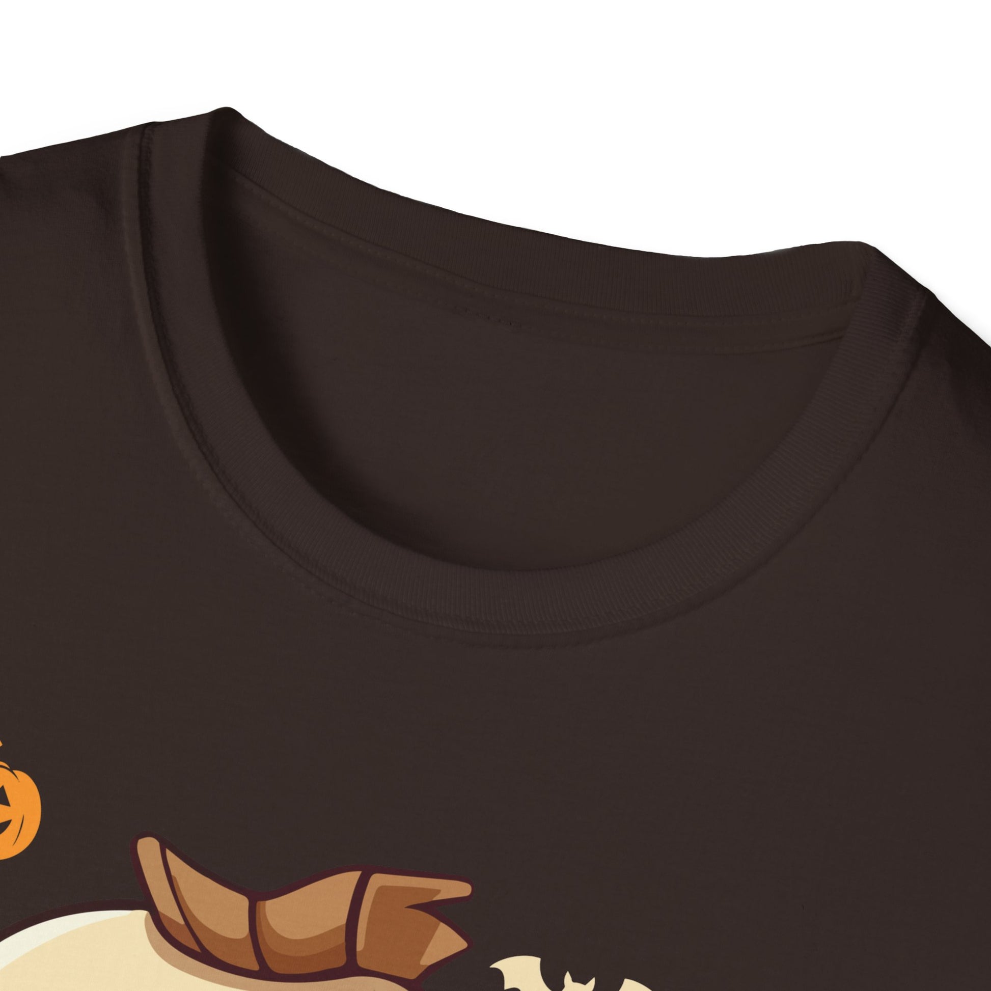 Cute Dinosaur Halloween T-Shirt — Baby Dino with Jack-O'-Lantern Pumpkins